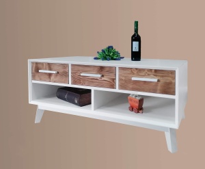 Set mobila living Nouvelle cu 5 piese, lemn masiv si mdf alb - Img 5