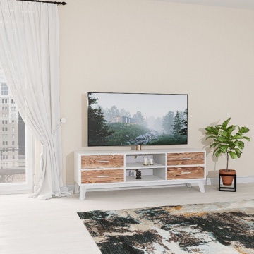 Set mobila living Nouvelle din lemn masiv si mdf alb - Img 2