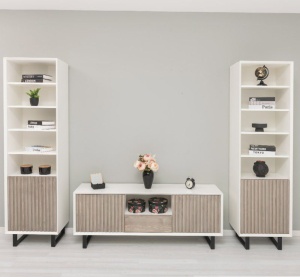 Set mobilier living Piannova din lemn masiv si mdf alb - Img 6