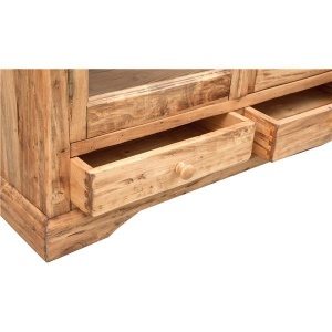 Vitrina Artizan lemn masiv tei natur antichizat, 109 x 36 x 180 cm - Img 6
