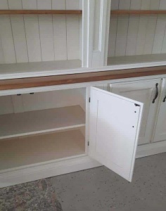 Biblioteca Artisan cu 4 usi din lemn masiv tei alb si natur antichizat, 230 cm - Img 3