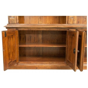 Biblioteca Artisan cu 4 usi nuc antichizat din lemn masiv tei, 230 cm - Img 10