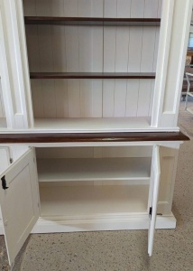 Biblioteca Artisan din lemn masiv tei alb si nuc antichizat, 230 cm - Img 5