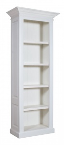 Biblioteca cu spatiu TV Harmony din lemn masiv + mdf alb, 286 x 38/48 x 220 cm - Img 5