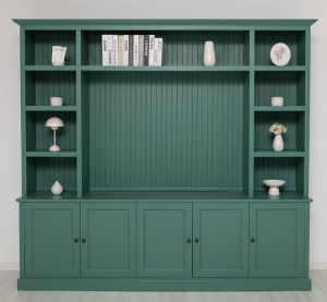 Biblioteca cu spatiu TV lemn masiv Provance, 254 x 46 x 228 cm