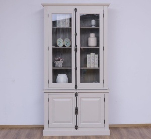 Biblioteca cu vitrina Provance, 2 + 2 usi lemn masiv 120 cm