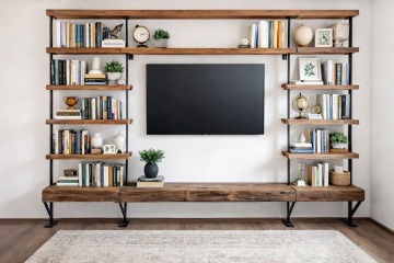 Biblioteca Etajera Woodcraft Stejar Masiv Rustic, 300 x 30 x 240 cm - Img 4
