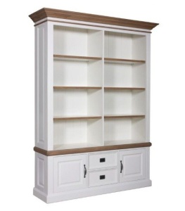 Biblioteca Harmony Oak cu 2 usi si 2 sertare lemn masiv 166 cm