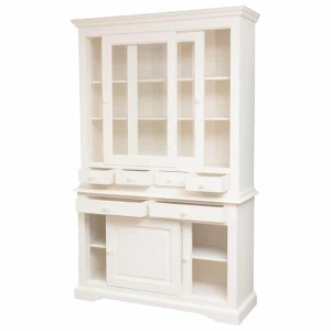 Bufet Artisan cu 4 usi culisante si sertare alb antichizat, lemn masiv tei, 142 cm - Img 2