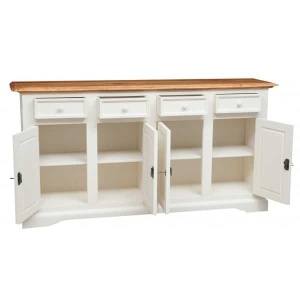 Bufet Artisan cu 4 usi si 4 sertare, alb-natur antichizat, lemn masiv tei, 202 cm - Img 4