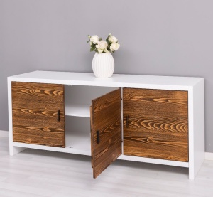 Bufet cu 3 usi Ohanna, lemn masiv + mdf, 180 x 50 x 78 cm - Img 5