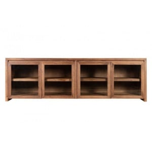 Bufet cu 4 usi sticla Terrano, Lemn Masiv Stejar, 229 x 46 x 71 cm - Img 5