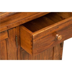 Bufet cu vitrina Artisan finisaj nuc antichizat, lemn masiv tei, 156 cm - Img 4