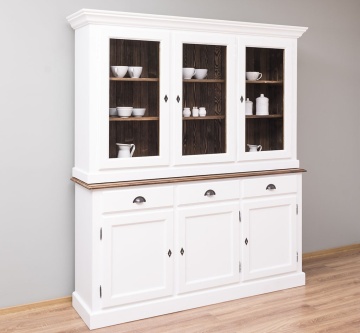 Bufet cu vitrina Provance 6 usi si 3 sertare lemn masiv 178 cm - Img 2
