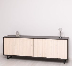 Bufet living Piannova cu 4 usi lemn masiv + mdf negru - Img 2