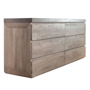 Bufet Minna cu 6 sertare din lemn stejar masiv + microciment, 183 x 51 x 81 cm - Img 2