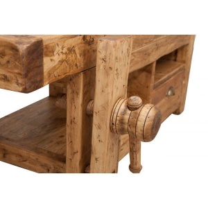 Comoda TV Artisan model banc tamplar din lemn masiv tei, natur antichizat - Img 3