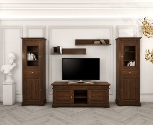 Comoda TV Espresso din lemn masiv tei, finisaj maro, 150 x 50 x 66 cm - Img 4