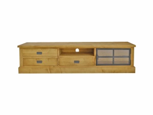 Comoda TV IronWood 200 cm, 3 sertare si 1 usa lemn masiv - Img 4