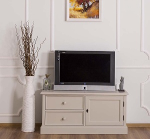 Comoda TV Provance cu 1 usa si 2 sertare lemn masiv 120 cm