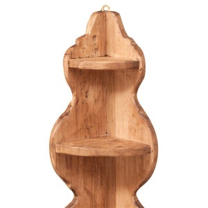 Etajera de colt suspendata Artisan lemn masiv tei, natur antichizat - Img 4
