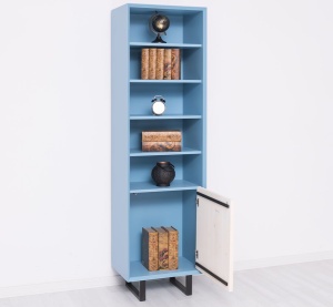 Etajera living Piannova cu 1 usa si 4 rafturi, lemn masiv + mdf - Img 5