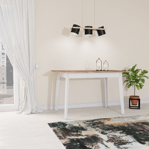 Masa fixa Nouvelle din lemn masiv cu picioare albe, 120 x 80 cm