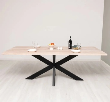 Masa Stejar Masiv Indiana Live Edge cu picior metal DOUBLE X de 180, 210 sau 240 cm - Img 3