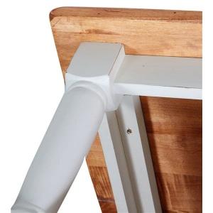 Masuta de living Artisan lemn masiv tei, alb + natur antichizat, 70 cm - Img 4