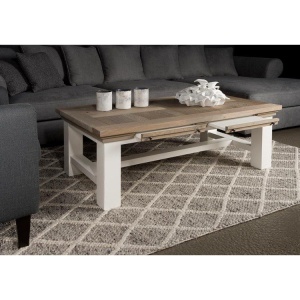 Masuta de living Country cu blat stejar masiv, 135 x 75 x 45 cm