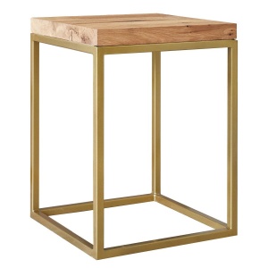 Masuta living Dakar lemn masiv stejar + metal auriu 40 x 40 x 54 cm - Img 2
