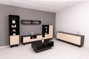 Masuta living Piannova material mdf vopsit negru, 120 x 60 x 45 cm - Img 4