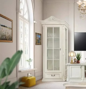 Set de mobila living Imperial Lux model Serenata Alb, 2 vitrine si comoda TV - Img 4