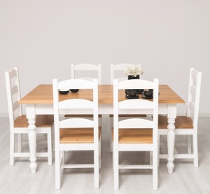 Set Masa cu 6 scaune Minerva, blat stejar masiv, 160 x 90 x 78 cm - Img 4