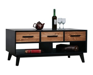 Set mobila living Nouvelle din 5 piese, lemn masiv si mdf negru - Img 5