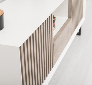 Set mobilier living Piannova din lemn masiv si mdf alb - Img 4