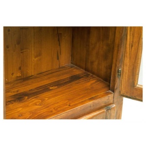 Vitrina Artisan cu 4 usi nuc antichizat, lemn masiv tei, 120 cm - Img 4