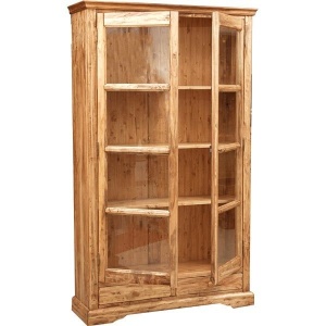 Vitrina Artizan lemn masiv tei natur antichizat, 109 x 36 x 180 cm - Img 3
