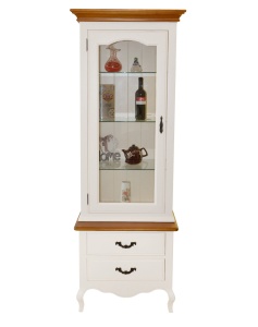 Vitrina living Retro Charm lemn masiv, 1 usa si 2 sertare, 70 cm - Img 5
