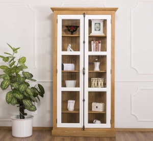 Vitrina Provance lemn masiv, 2 usi cu tija metalica 110 cm