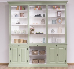 Biblioteca lemn masiv living Provance, finisaj dublu color 229 cm