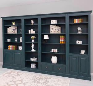 Biblioteca lemn masiv Provance din 4 corpuri mobilier, 348 cm