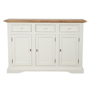 Bufet Artisan cu 3 usi si 3 sertare alb-natur antichizat, lemn masiv tei, 156 cm - Img 5