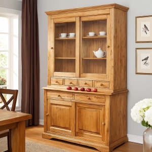 Bufet Artisan cu 4 usi culisante si sertare natur antichizat, lemn masiv tei, 142 cm - Img 6