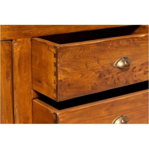 Bufet cu vitrina Artisan nuc antichizat, lemn masiv tei, 230 cm - Img 3