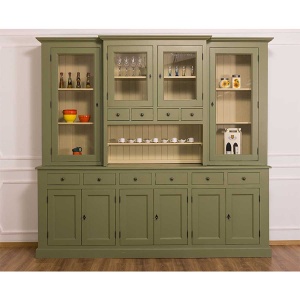 Bufet dining cu vitrina lemn masiv Provance 245 cm