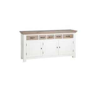 Bufet living Country din lemn masiv cu 3 usi si 5 sertare, 180 x 50 x 90 cm - Img 3