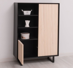 Bufet living Piannova cu 2 usi lemn masiv + mdf negru - Img 4