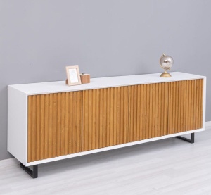 Bufet living Piannova cu 4 usi lemn masiv + mdf alb