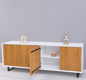 Bufet living Piannova cu 4 usi lemn masiv + mdf alb - Img 4